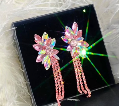Personalized Handcrafted Sparkling Rhinestone Earrings Professional Latin & Ballroom Dance Competition Jewelry