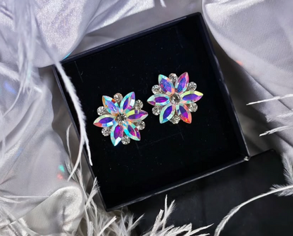 Bespoke Handmade Rhinestone Dance Jewelry Dazzling Long Crystal Earrings for Latin Ballroom Competition Stage