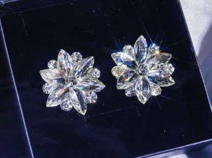 Bespoke Handmade Rhinestone Dance Jewelry Dazzling Long Crystal Earrings for Latin Ballroom Competition Stage