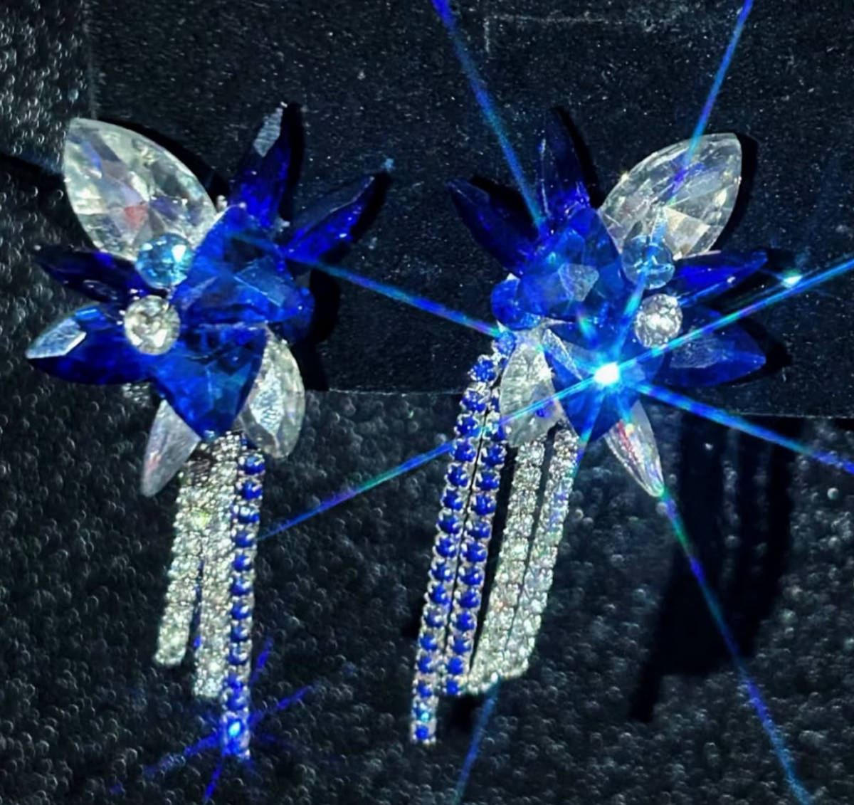 Customizable Hand Sewn Rhinestone Crystal Earrings Premium Stage Accessories for Latin Ballroom Dancers
