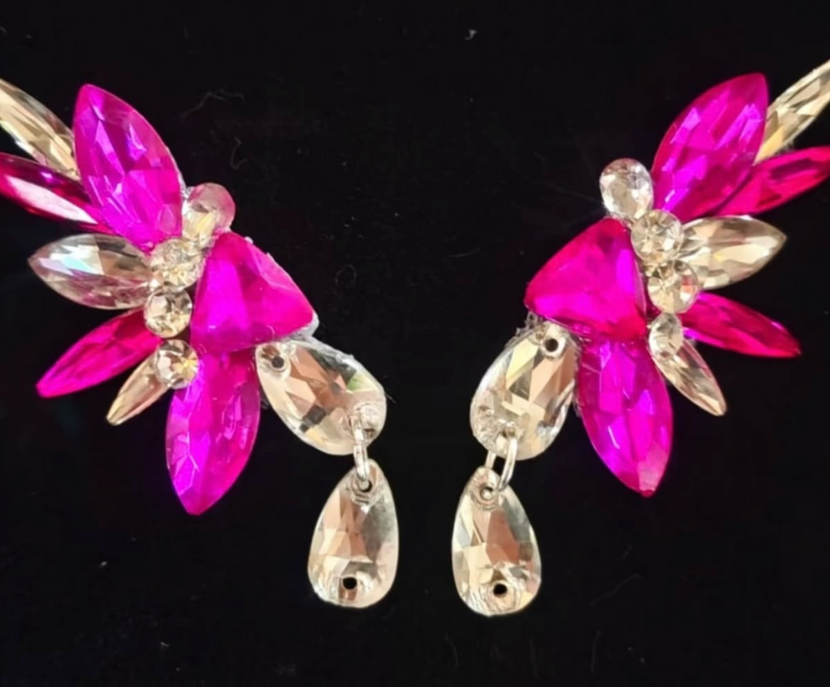 High-End Custom Handmade Sparkle Earrings Glitter Rhinestone Drop Jewelry for Professional Latin Ballroom Competitions