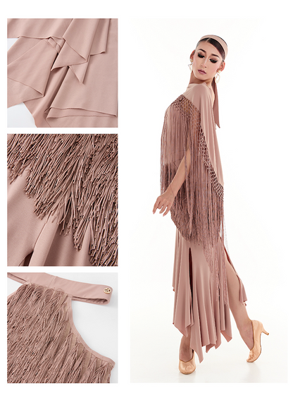 DUYQ Twin Blossom Ballroom 019 Asymmetric Fringe Skirt – Women’s Ballroom Practice Wear