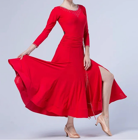 Y.M-1703 modern dance practice dress autumn adult ballroom dance national standard practice suit big swing dress