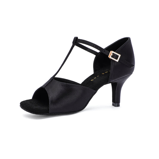 MINEJAS.L105 BLACK LADIES LATIN DANCE SHOES Genuine Leather Insole