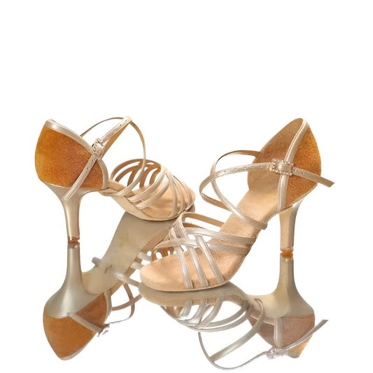 AILIANWU.L010FE Gold Strappy Latin Dance Heels for Women