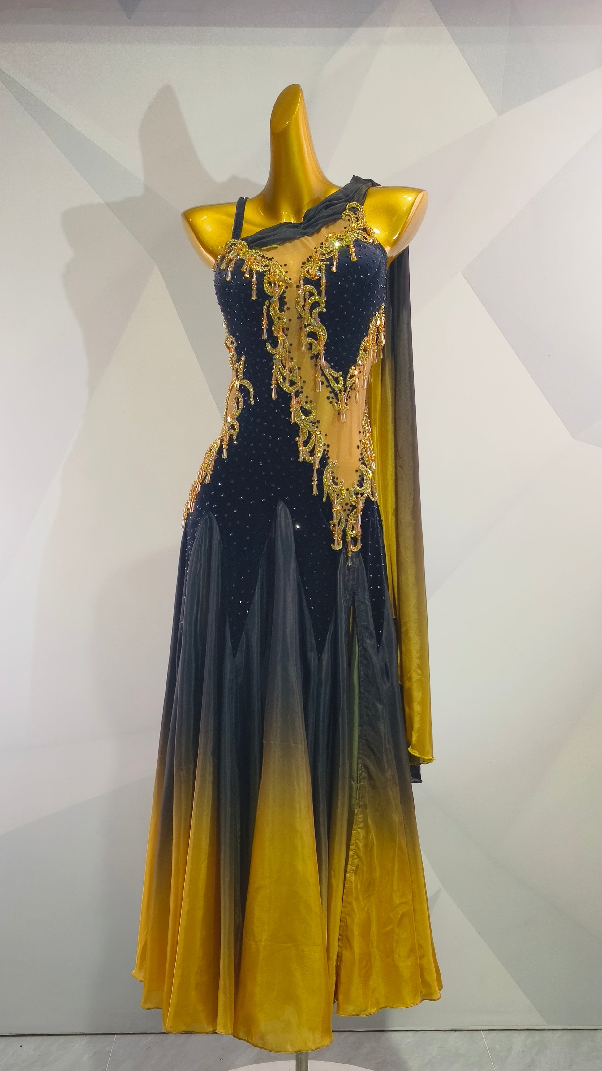 MINEJAS.S010F Black and Gold Ombre American Smooth Dress MineJas MINEJAS.S010F Black and Gold Ombre American Smooth Dress MineJas