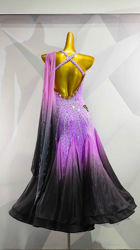 MINEJAS.L053 Purple Black Gradient Ballroom Dance Dress