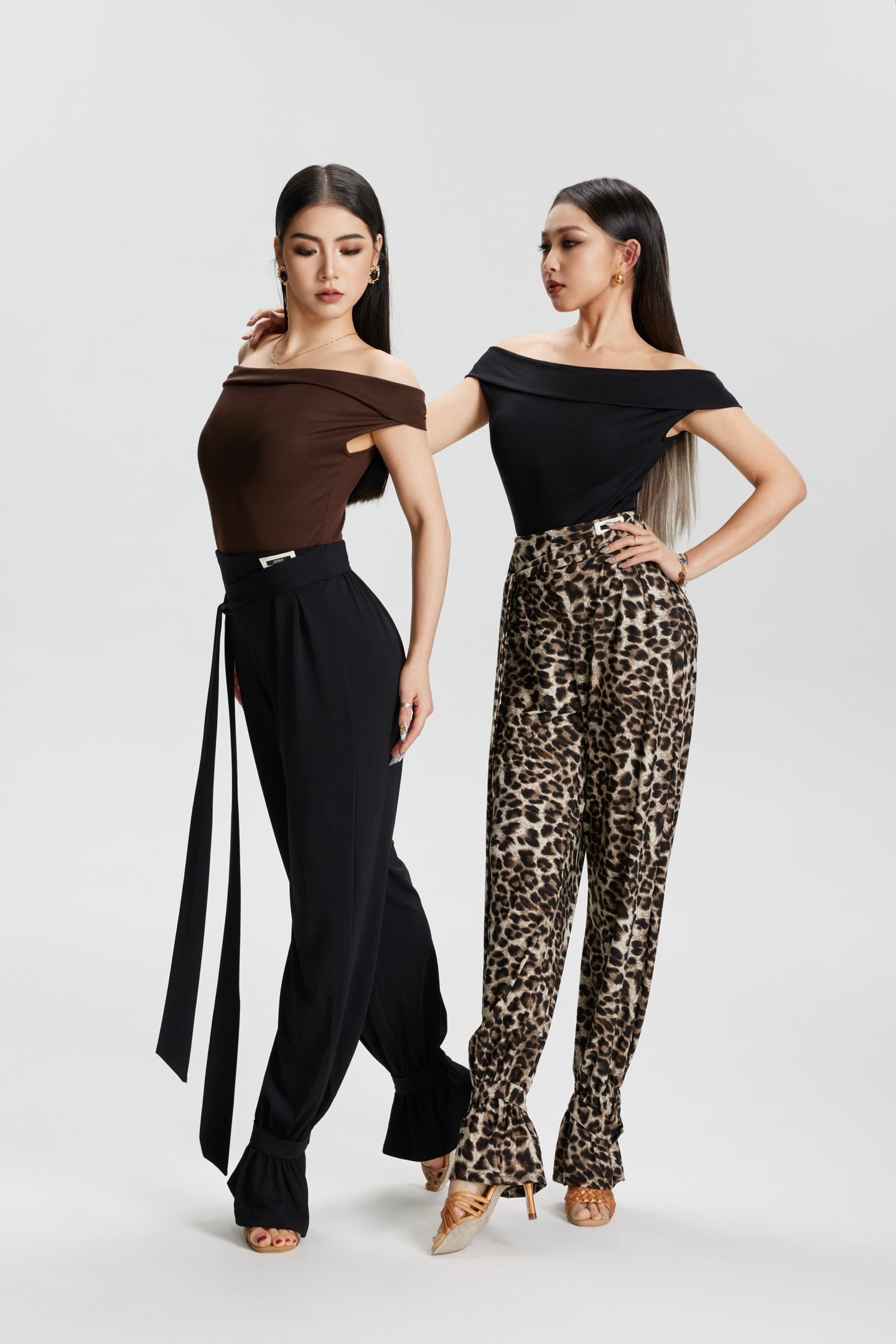 VERNA.VL2512 Women Modern Latin Dance Bloom Pants Black Snake Print Leopard Print Professional Training Competition Dance Trousers