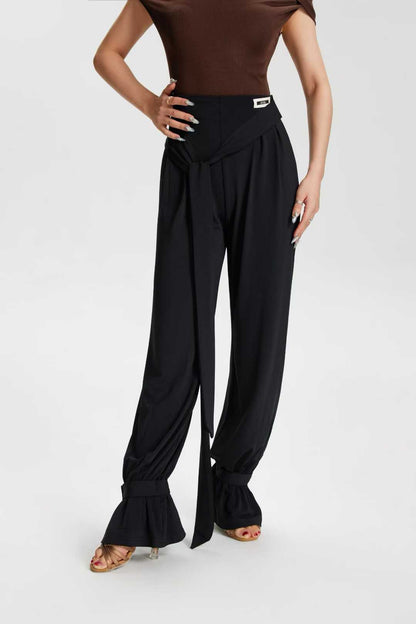 VERNA.VL2512 Women Modern Latin Dance Bloom Pants Black Snake Print Leopard Print Professional Training Competition Dance Trousers