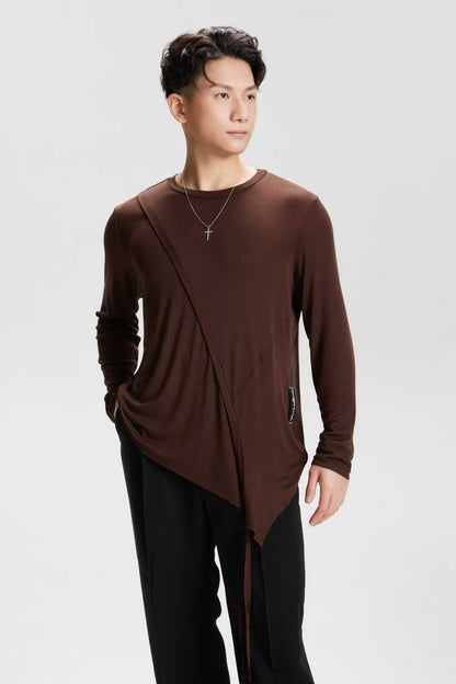VERNAxBANGGIRL.VA005 Men's Loose Latin Practice Top, Skin-Friendly Fabric - Mine·Jas
