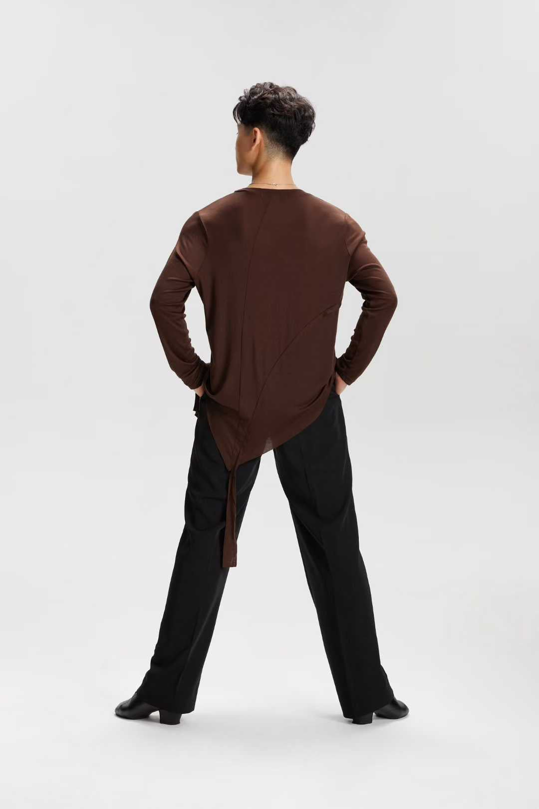 VERNAxBANGGIRL.VA005 Men's Loose Latin Practice Top, Skin-Friendly Fabric - Mine·Jas