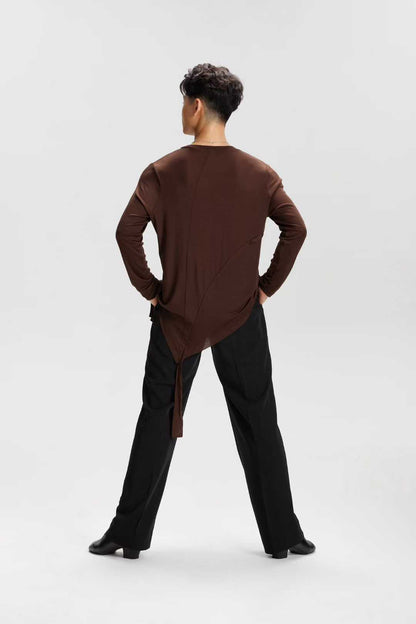 VERNAxBANGGIRL.VA005 Men's Loose Latin Practice Top, Skin-Friendly Fabric - Mine·Jas
