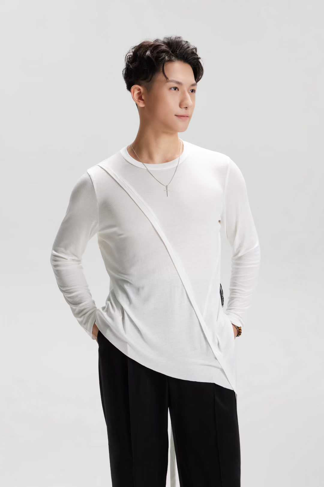 VERNAxBANGGIRL.VA005 Men's Loose Latin Practice Top, Skin-Friendly Fabric - Mine·Jas