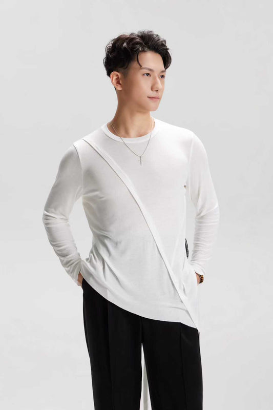 VERNAxBANGGIRL.VA005 Men's Loose Latin Practice Top, Skin-Friendly Fabric - Mine·Jas