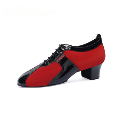 AL.L021FC Women’s Black & Fuchsia Suede Latin Dance Shoes – Mid Heel | Practice & Performance