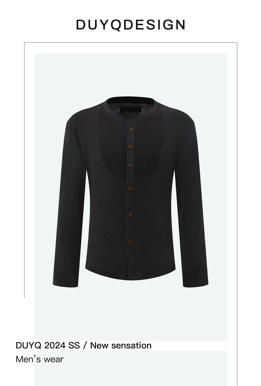 DUYQ.New Men-013 Round-neck Knit Long-sleeve Top - Professional Men's Standard Latin Dance Practice Wear