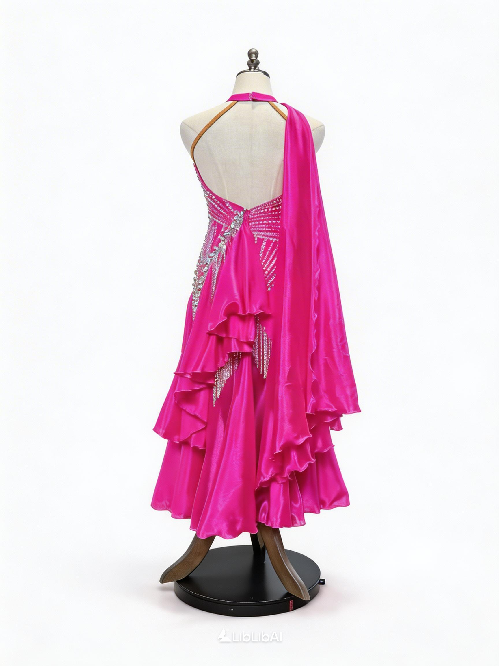 MINEJAS.S103P new pink smooth ballroom performance competition adult female performance costume - Mine·Jas