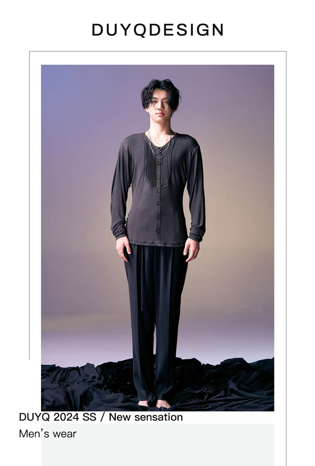 DUYQ.New Men-013 Round-neck Knit Long-sleeve Top - Professional Men's Standard Latin Dance Practice Wear