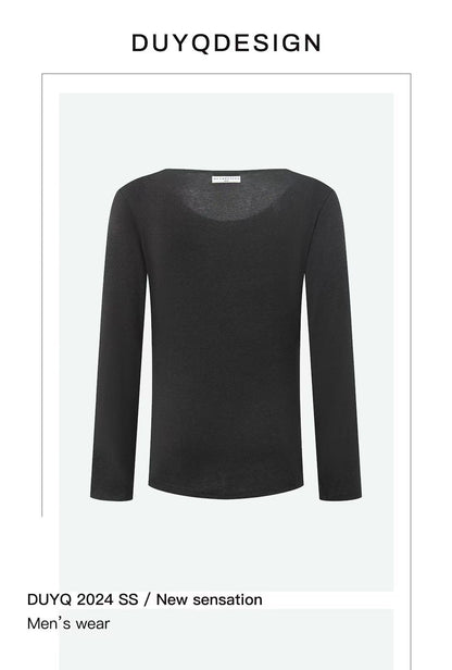 DUYQ.New Men-011 Minimalist Slim-fit Long-sleeve Top - Professional Standard Latin Dance Practice Wear for Daily Use