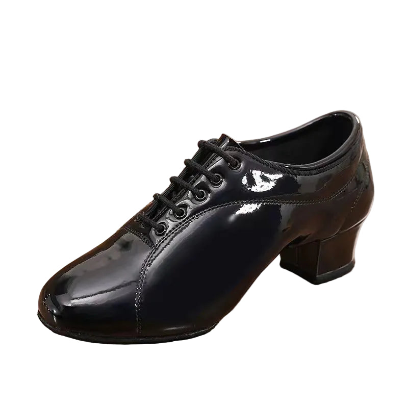 DRH-401C Men's Latin Dance Shoes 401C Glossy Black Patent Leather Professional Latin Shoes