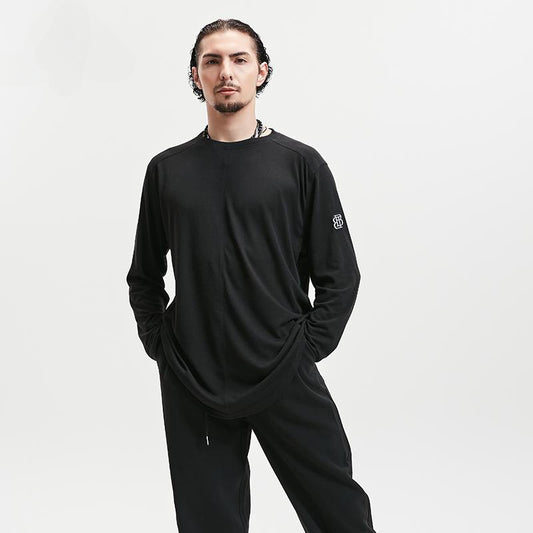BOBO Boys Latin Dance Suit Crew Neck Long Sleeve T-Shirt Men's Ballroom Dance Professional Latin Practice Suit Dance Top