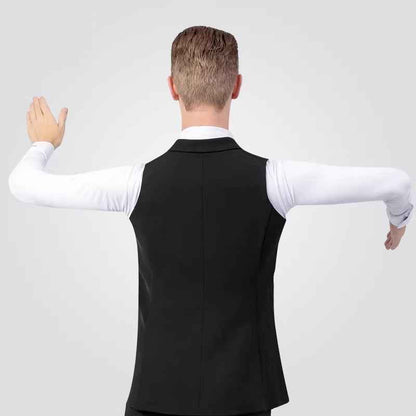 NY Fashion Vest Men's Flat Barrel Collar Double-breasted Ballroom Dance Performance Suit Waltz Practice Suit 23122S