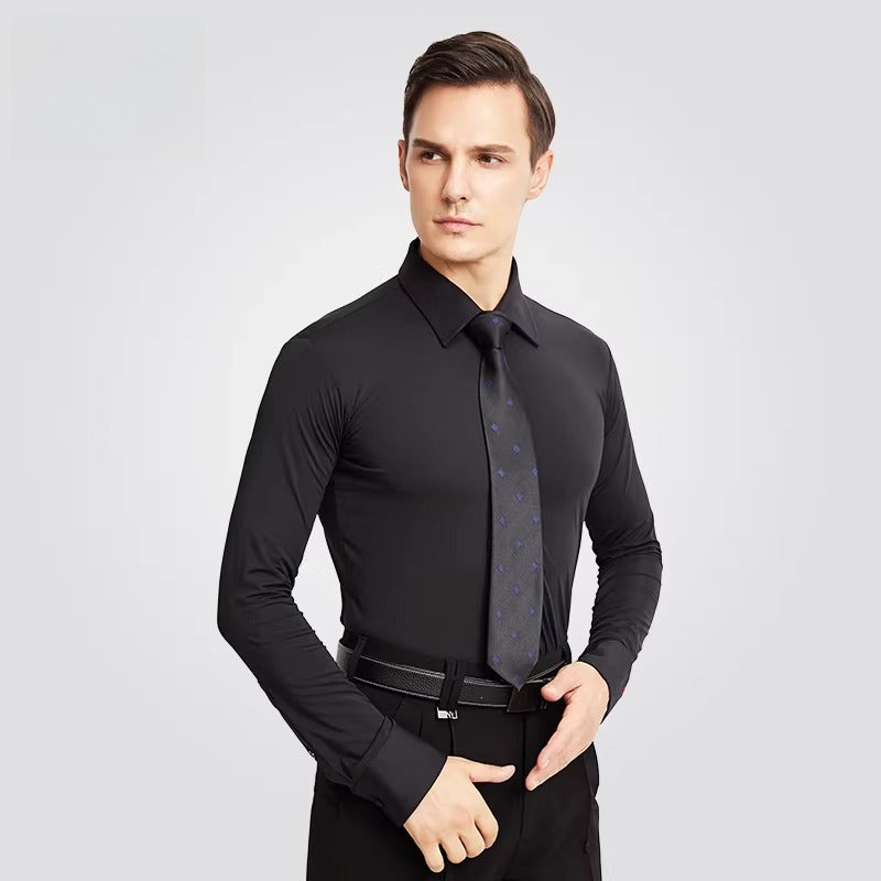 NY Fashion Men's Competition Shirt Dance Top Practice Ballroom Dance Tango Shirt 21113C - Mine·Jas
