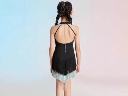 MLX summer new children's new Latin dance practice suit high-end fringed skirt performance suit
