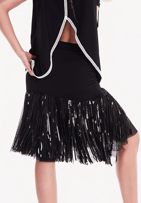 DUYQ "Black and White" women's 016 minimalist skirt national standard Latin dance practice performance uniform class uniform advanced
