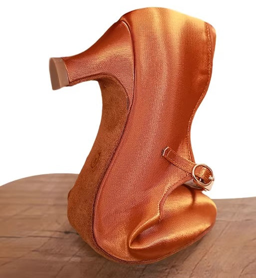 DRH-201 women national ballroom dance soft-soled practice shoes ballroom dance shoes silk fabric - Mine·Jas
