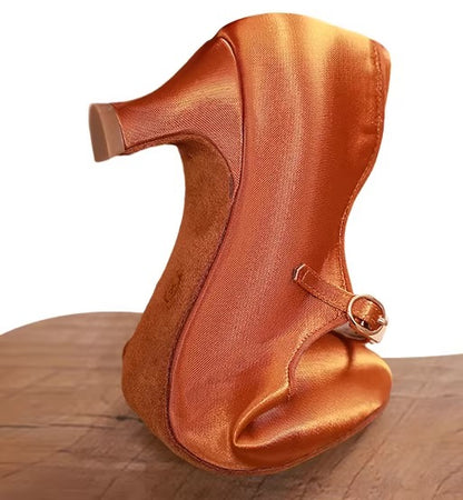 DRH-201 women national ballroom dance soft-soled practice shoes ballroom dance shoes silk fabric - Mine·Jas