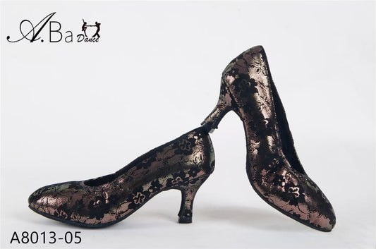 ABA DANCE.A8013 Black Leather Women's Ballroom Social dance Shoes | Elastic Strap Stylish Flats