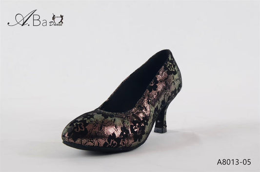 ABA DANCE.A8013 Black Leather Women's Ballroom Social dance Shoes | Elastic Strap Stylish Flats