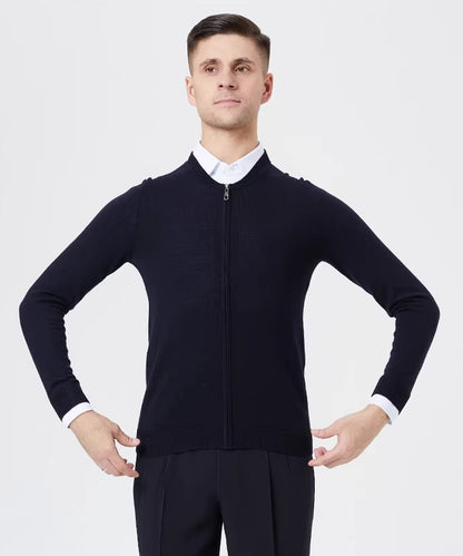 NY Fashion anti-wrinkle long-sleeved wool sweater men's and women's same knitted sweater zipper ballroom dance top 23108S