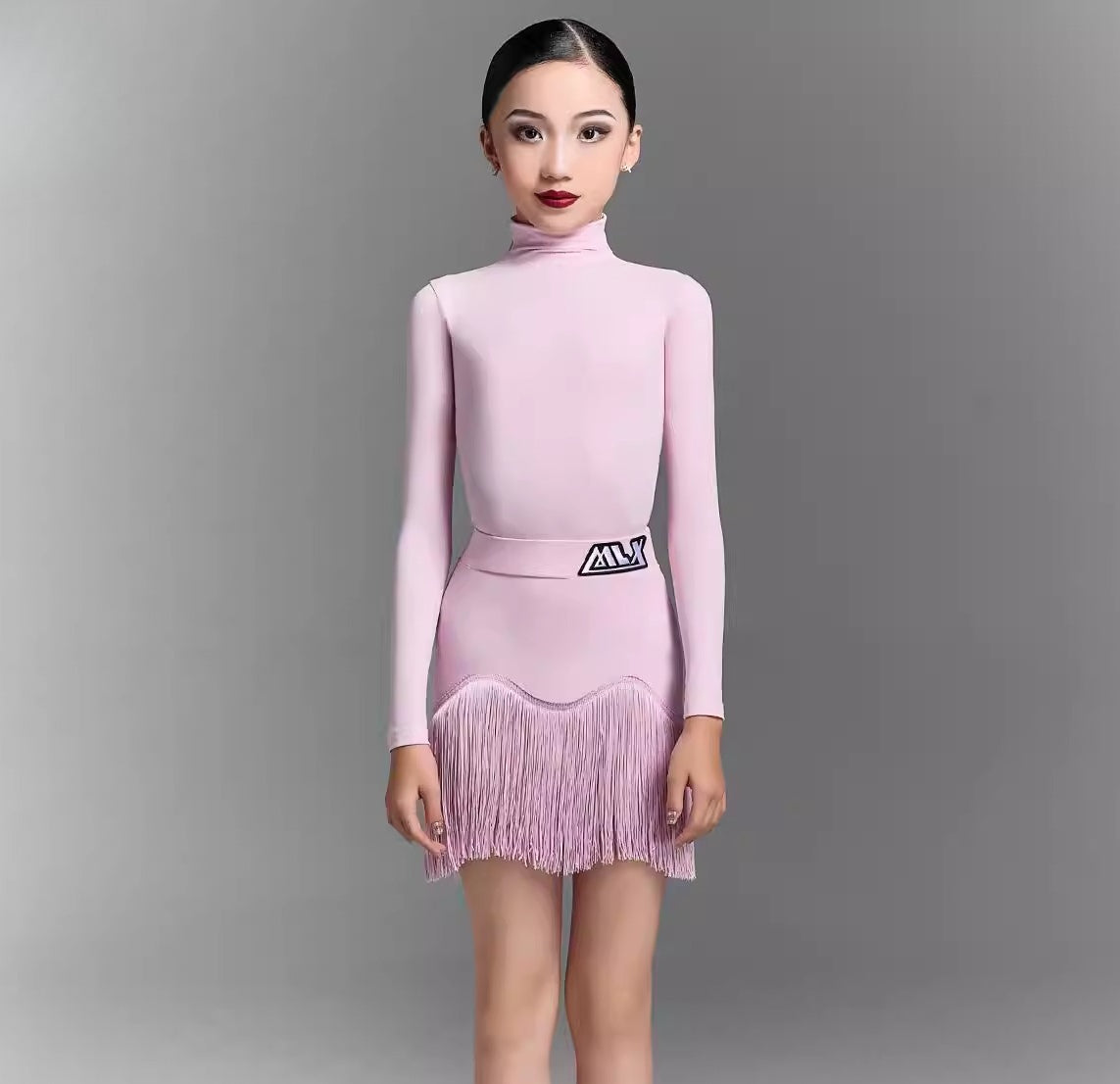 MLXchildren's dance training performance suit, high-end children's Latin dance practice suit, fringed skirt set - Mine·Jas