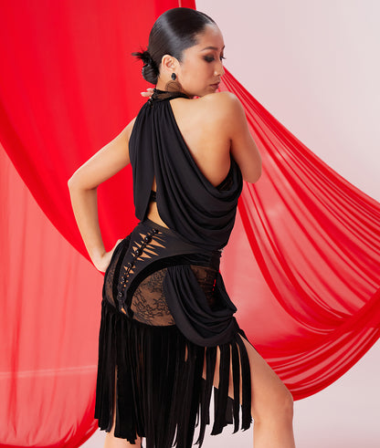 DUYQ [NSAD] 018 hand-woven splicing skirt national standard women's Latin dance practice suit performance major