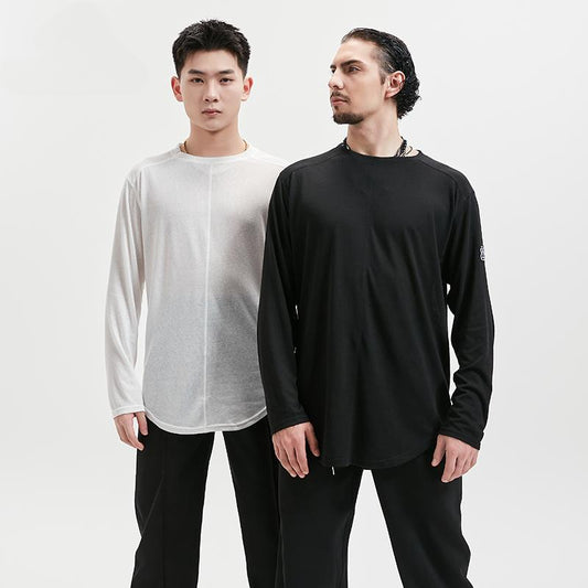 BOBO Boys Latin Dance Suit Crew Neck Long Sleeve T-Shirt Men's Ballroom Dance Professional Latin Practice Suit Dance Top - Mine·Jas