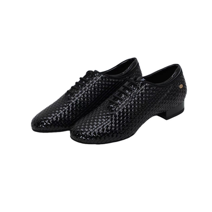 MINEJAS.B008ME Men's Patent Leather Woven Ballroom Shoes– Customizable Fit & Style