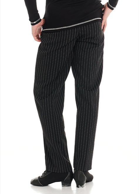 DUYQ "Black and White" Men's 012 Classic Striped Pants Adult National Standard Latin Dance Practice Performance Suit Professional