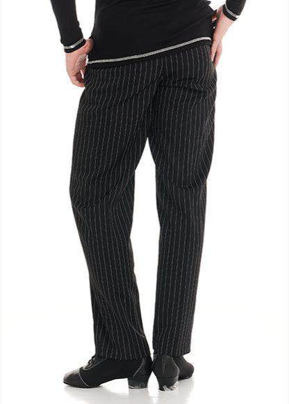 DUYQ "Black and White" Men's 012 Classic Striped Pants Adult National Standard Latin Dance Practice Performance Suit Professional