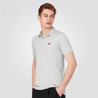 NY Fashion Men's POLO Shirt Waffle Stretch Fabric Top Short Sleeve T-Shirt National Ballroom Dance 20199T - Mine·Jas