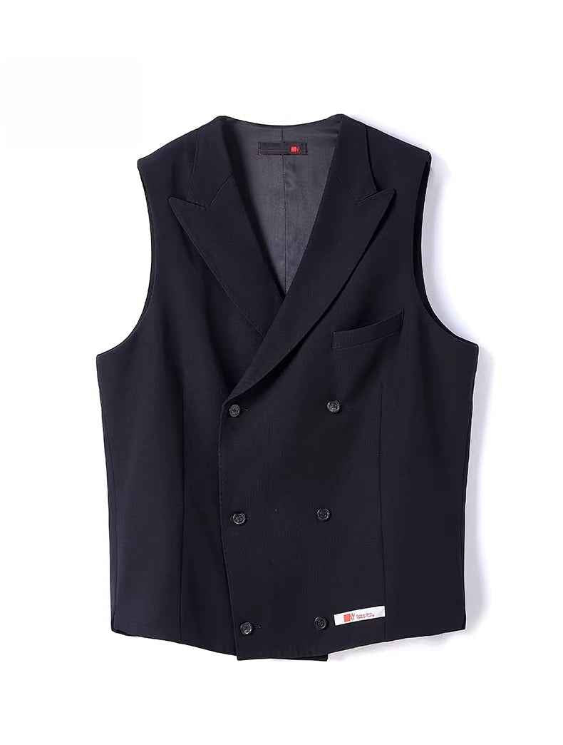 NY Fashion Men's Black Double-breasted Vest Latin Dance Ballroom Dance Training Suit Performance Suit 22114MJ