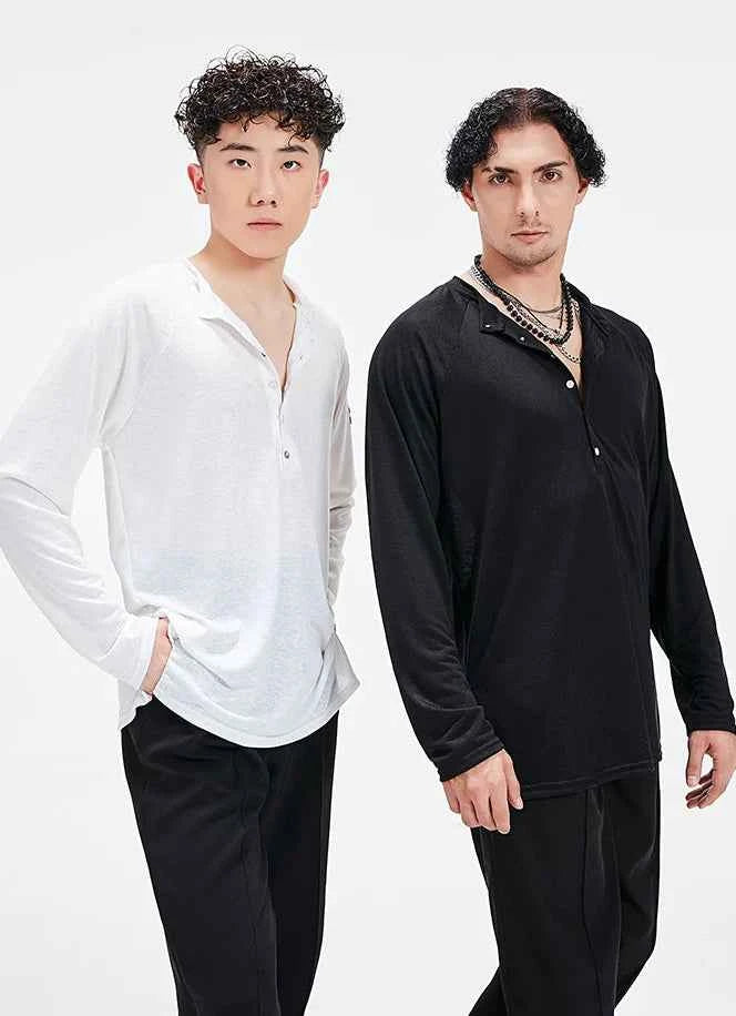 BOBO Boys Latin Dance top Professional Top Adult Practice Suit Art Test Performance Training Suit Men's Shirt