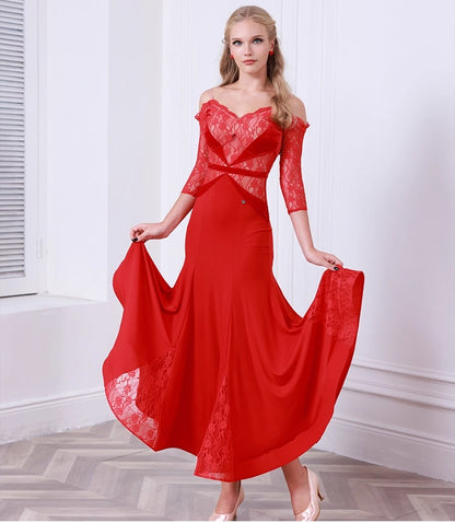 TID dance ballroom dress women's new national standard dance skirt waltz performance dress ballroom dance swing skirt