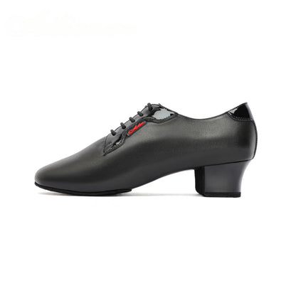 AL.L022ME Men’s Black Leather Latin Dance Shoes | Calf Leather Insole, Professional Cuban Heel