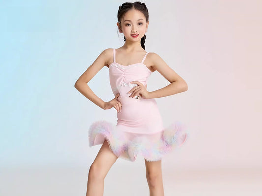 MLX Latin dance practice costume, large skirt suspender top children's dance training performance