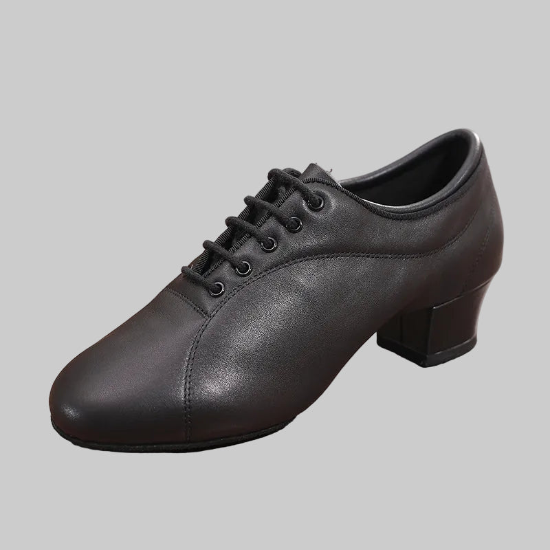 DRH-403C Men's Latin Dance Shoes 403C Matte Black Leather Professional Performance Dance Shoes