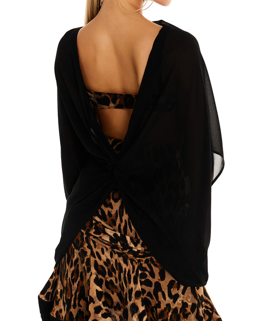 DUYQ [Polina] 009 versatile chiffon loose kink blouse national standard women's Latin dance practice suit top