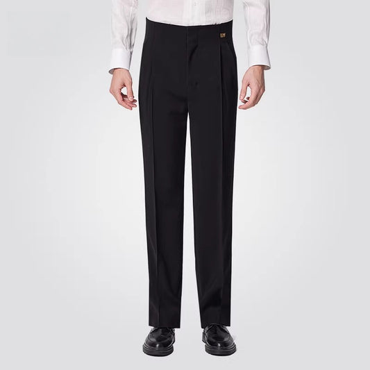 NY Fashion Men's Latin Ballroom Dance Practice Black High Waist Pants 24124K