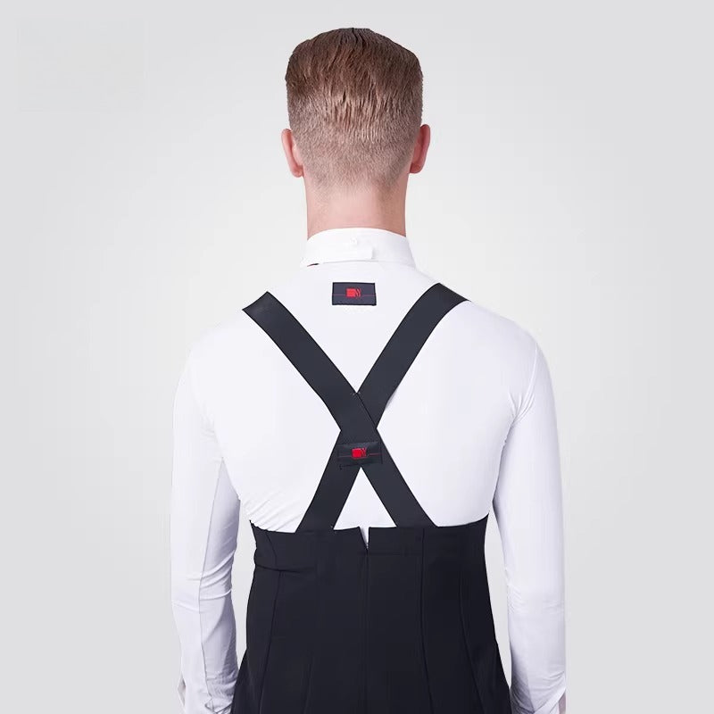 NY Fashion Men's Competition Shirt Zipper Butterfly Collar Practice Dance Shirt Performance Dance Shirt 91003C